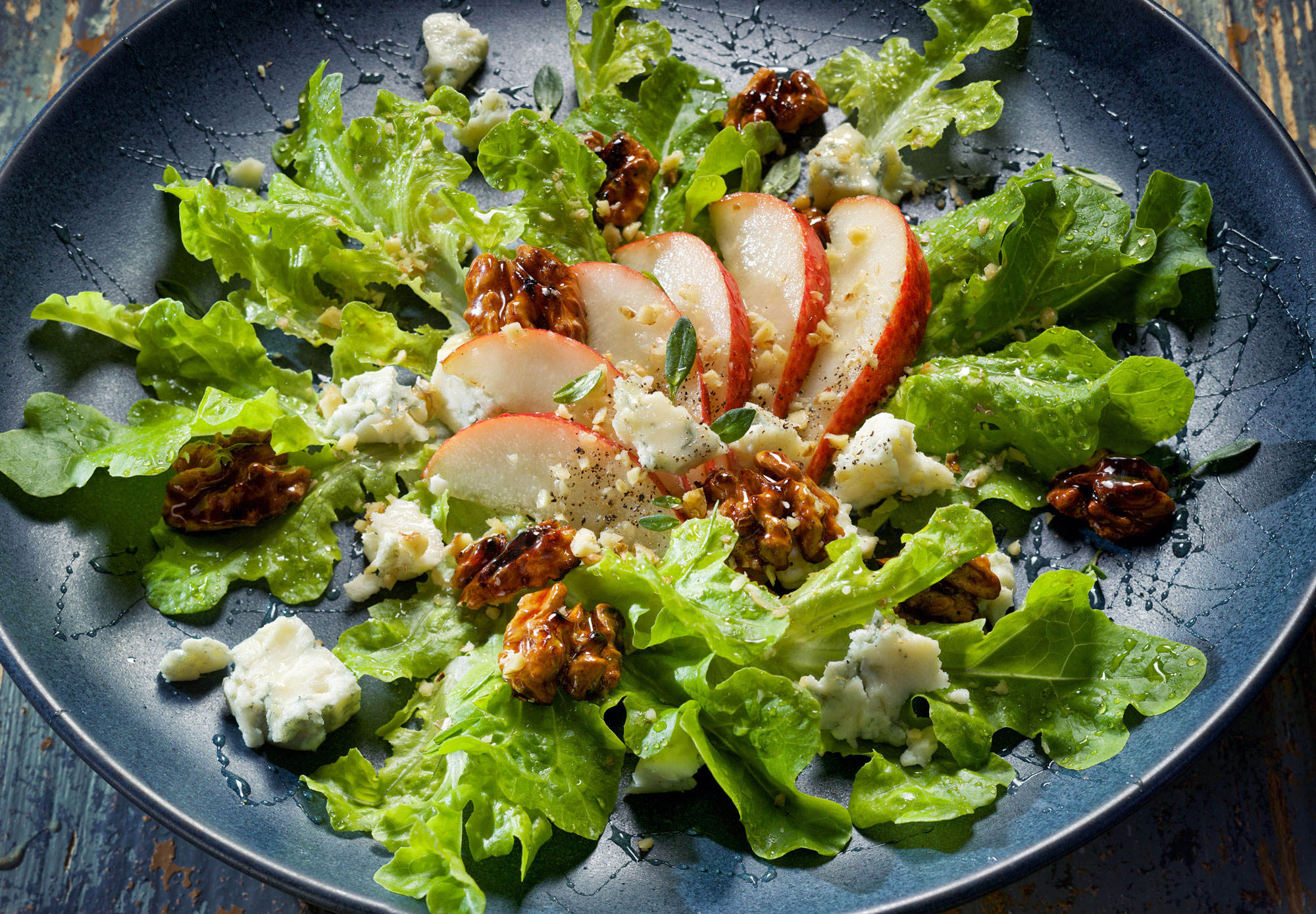 What are some good walnut and pear salad recipes?